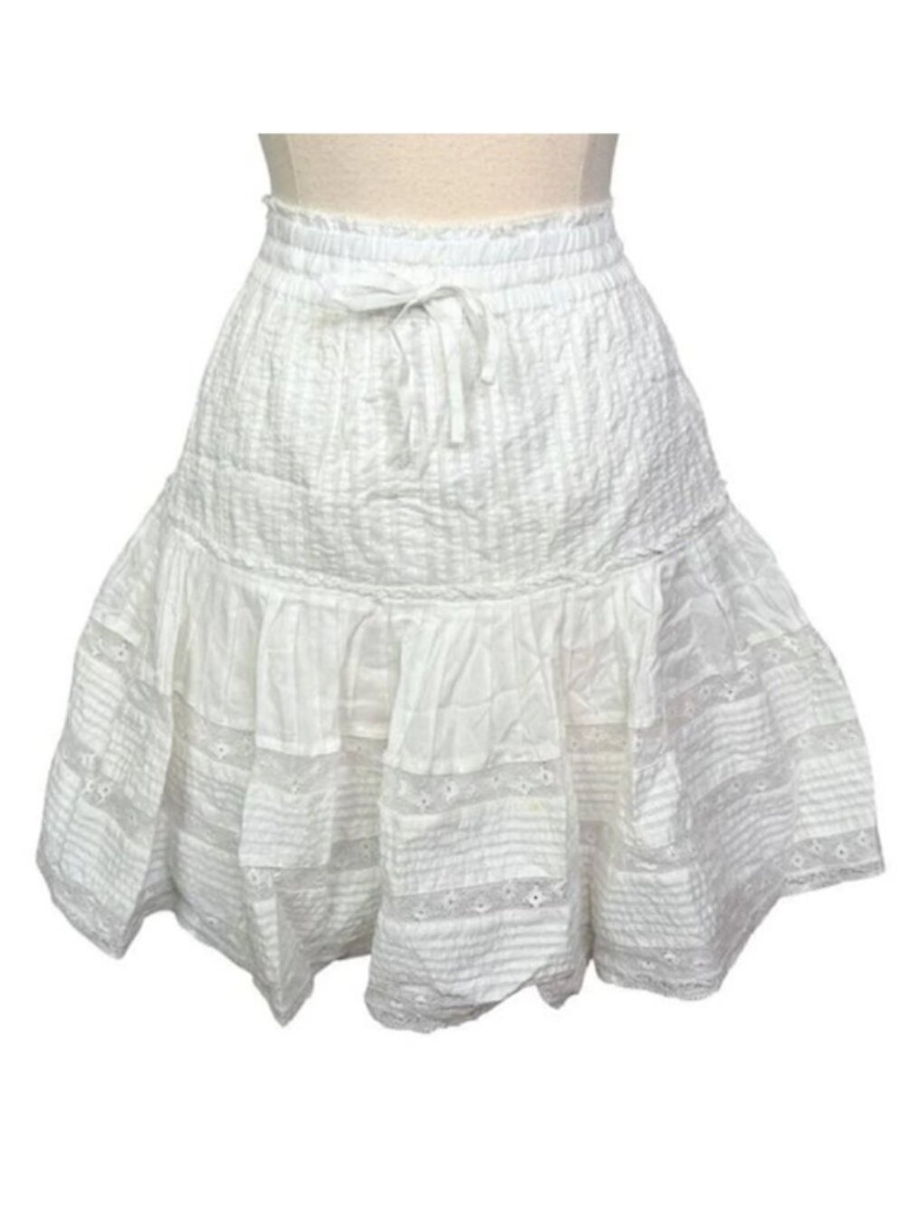 Unsubscribed White Victorian Ruffle Lace Mini Skirt